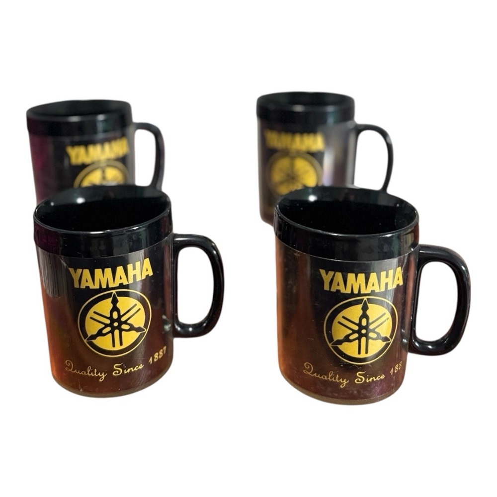 Vintage Yamaha Racing Mug Coffee Cup Set Of 4 1970's‎ Collectible Thermo-Serv